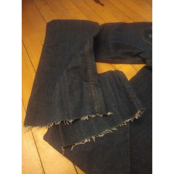 Guess Womens Foxy Flare Front Dip Distressed Hem Dark Blue Jeans Size 27 Small - Picture 8 of 8